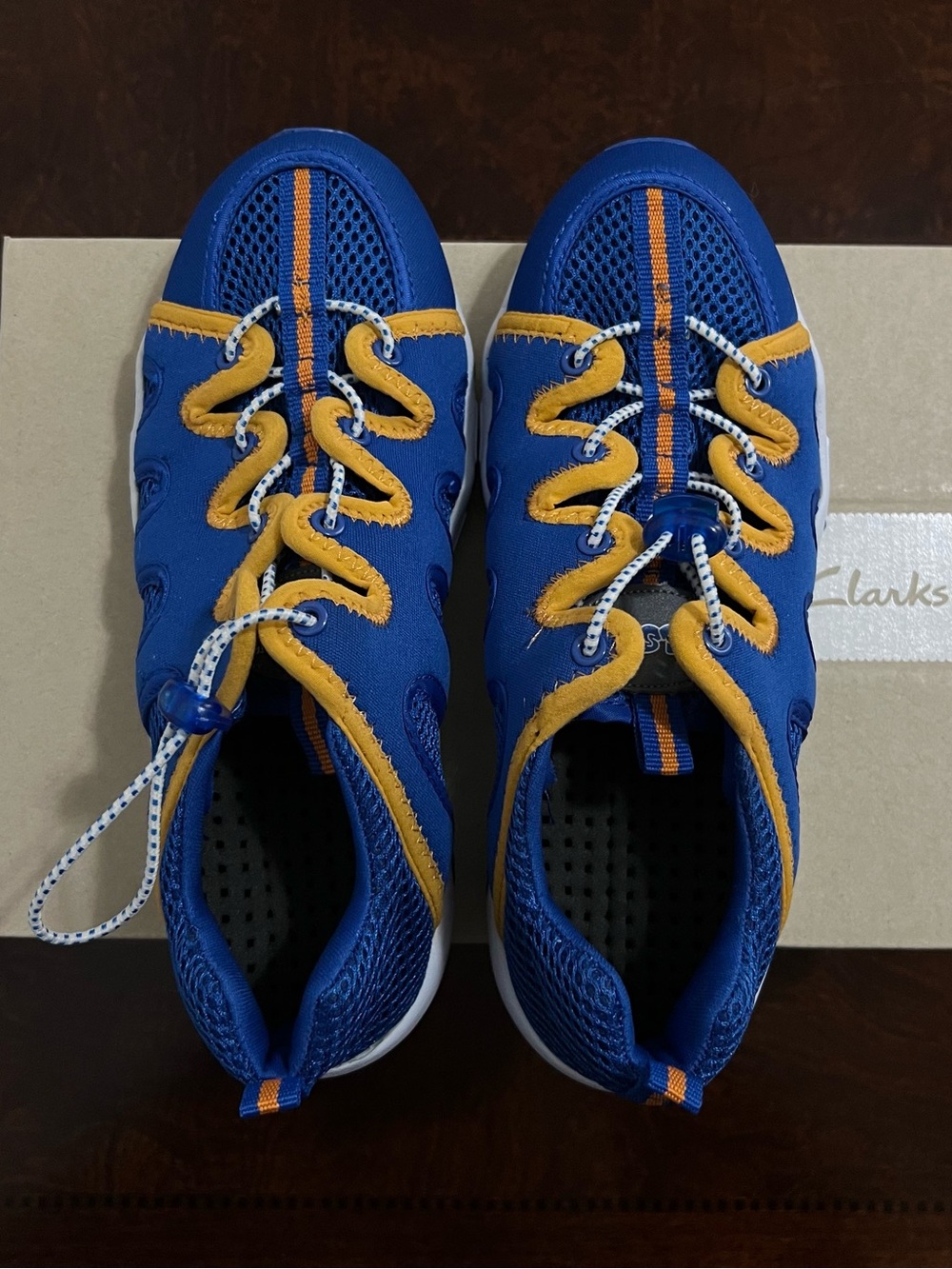 Women's Blue and Yellow Lace-Loop Sneakers